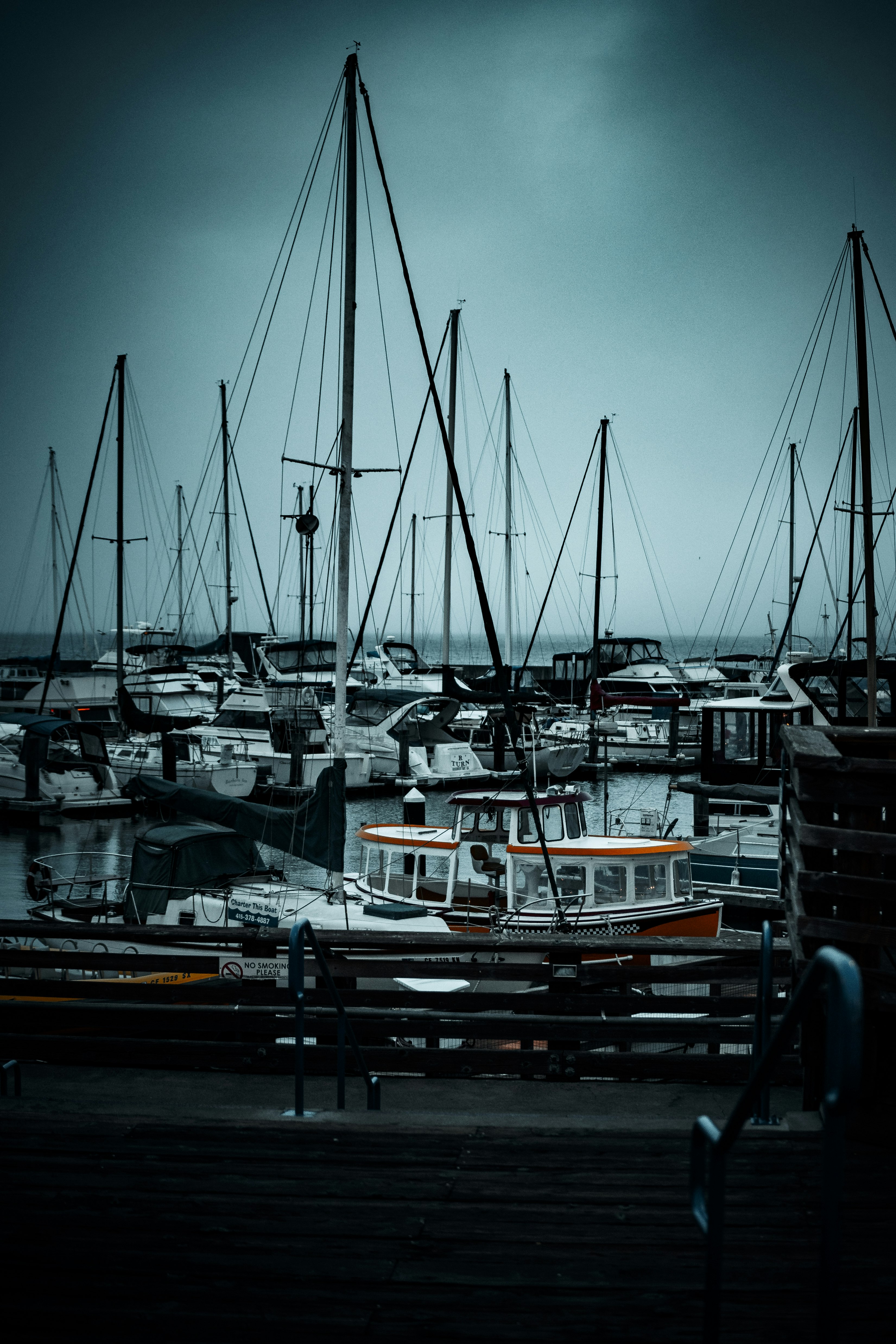 white and blue boats on dock during daytime